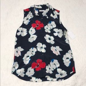 Equipment Silk Floral Blouse Tank sz L NWT